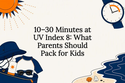 Illustrated kids sun protection title card