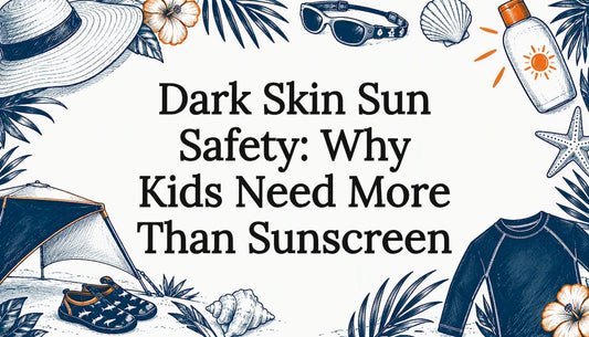 Sun safety title card with protective gear