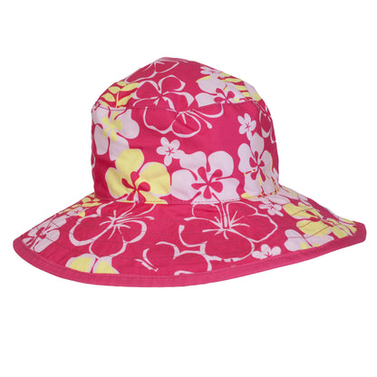 Pink floral bucket hat on a white background