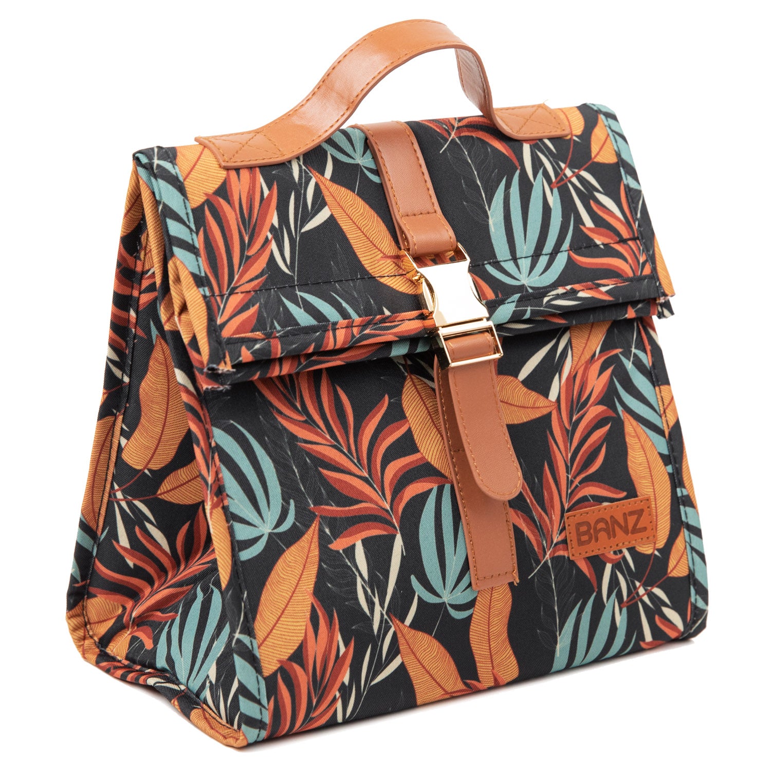 Lunch Insulated Cooler Bag Bag in pink-monstera; waratah-apricot; gum-leaves-green; dark-green; jungle-green; grevillea-navy-blue Coolers