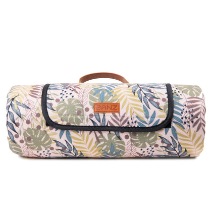 Picnic Waterproof Foldable Picnic Blanket in pink-monstera; waratah-apricot; gum-leaves-green; jungle-green; grevillea-navy-blue; banksia-blue Picnic Blankets