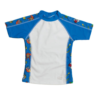 Short Sleeve Rash Guard and Board Shorts Set Coolgardie Blue Size 4