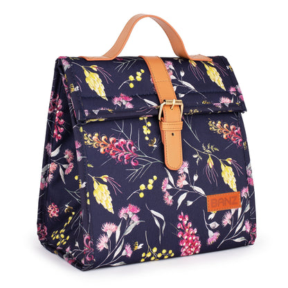 BANZ Coolers Lunch Cooler Bag Grevillea Navy Blue / Small - 24 x 15x 24 cms angled side view