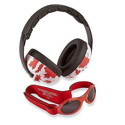 Baby BANZ earmuffs and sunglasses combo for hearing and UV protection