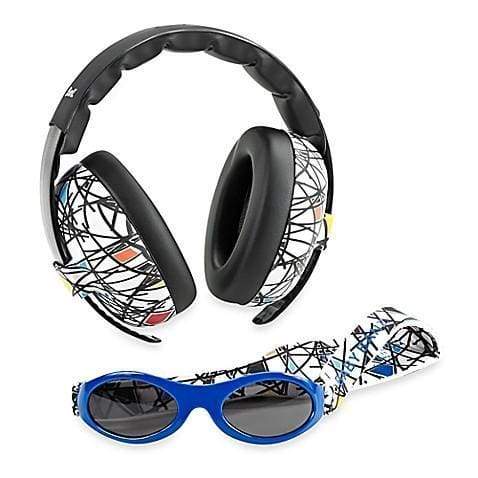 Baby BANZ earmuffs and sunglasses combo for hearing and UV protection