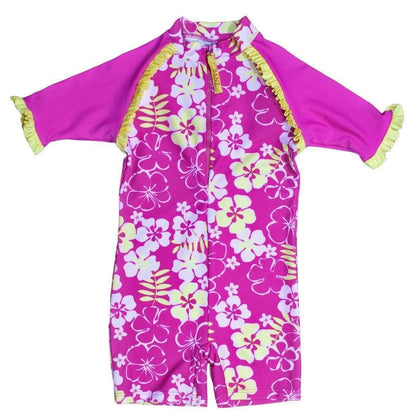 BANZ toddler one piece swimsuit in Pink Sun Blossom with UPF 50+ protection